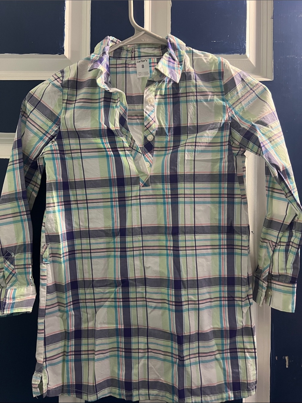 Carter's Girls Plaid Tunic - Mint, Navy & Purple